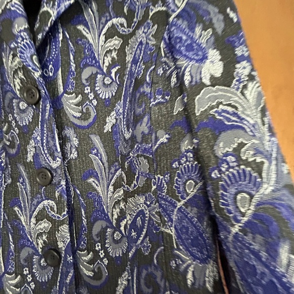 Kasper Vintage Retro Blazer Purple Silver 3 Buttons Slit Sleeves wear with Jeans - Picture 3 of 9